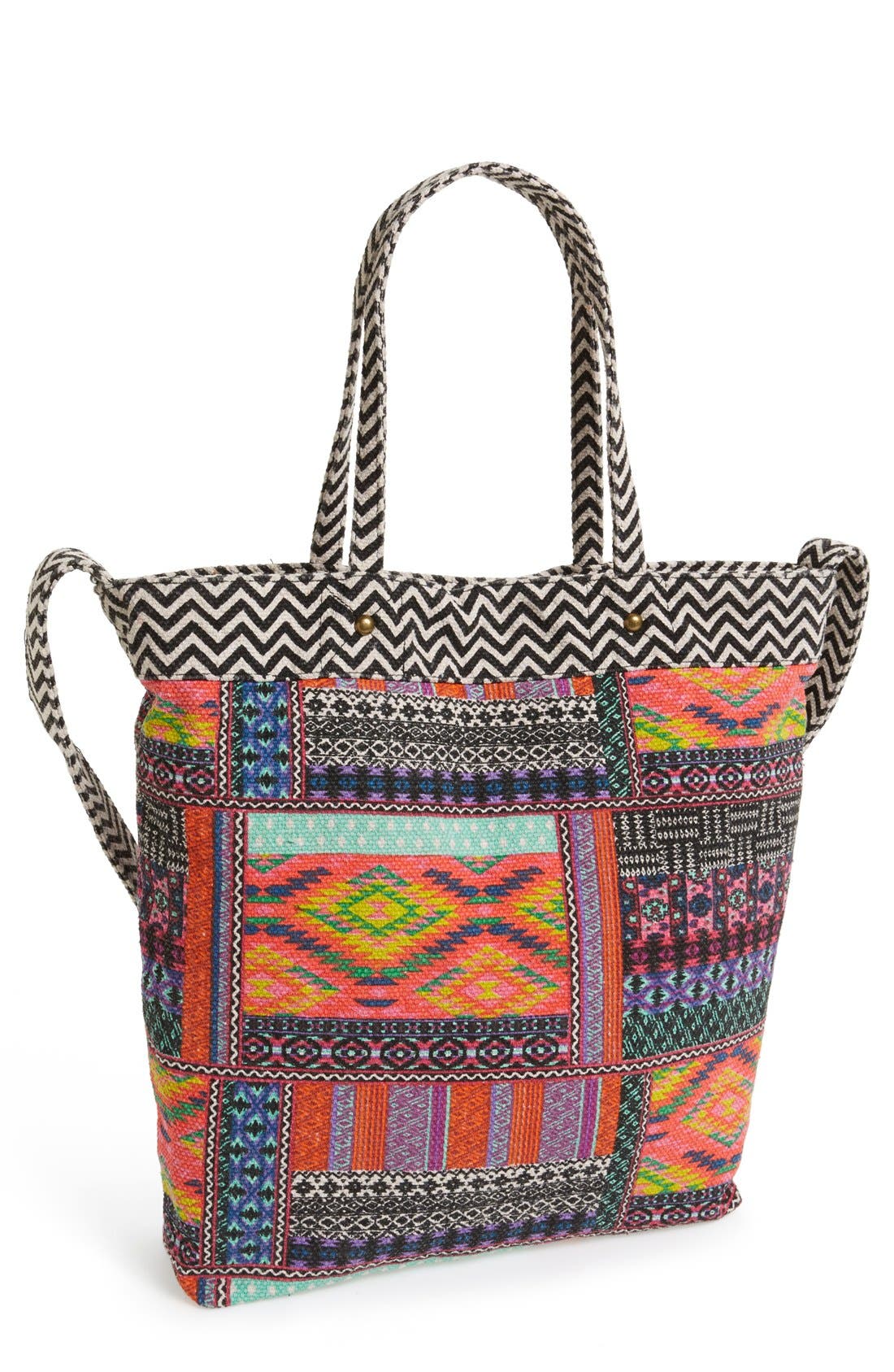 Woven Tote, Main, color, PINK MULTI