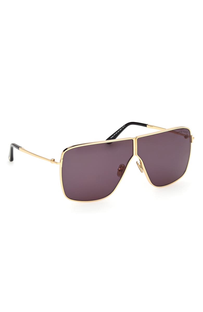 TOM FORD Huxley 68mm Oversize Navigator Sunglasses, Alternate, color, Shiny Deep Gold / Smoke