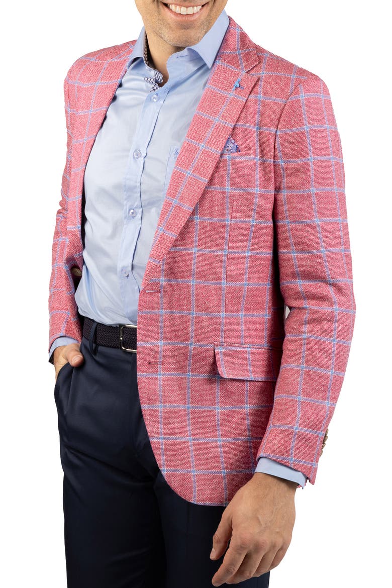 Yarn Dyed Windowpane Sport Coat, Main, color, SUNWASHED RED