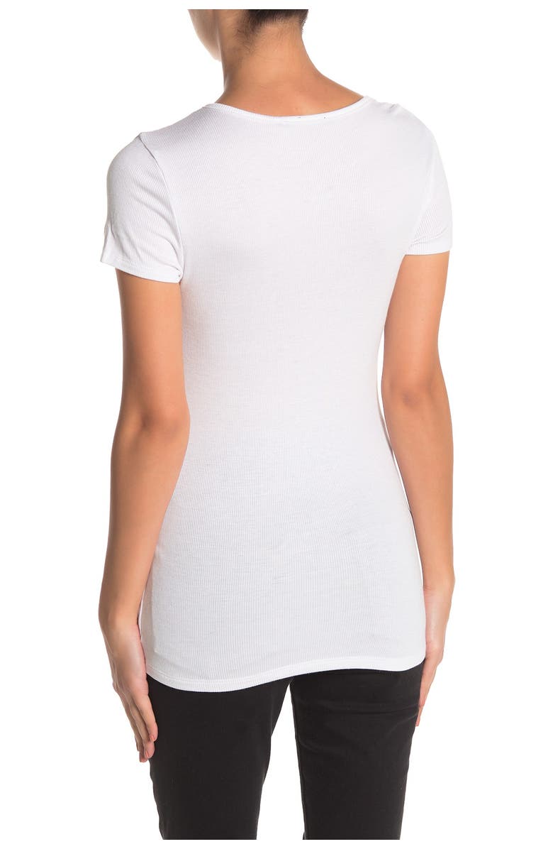 T Tahari Cap Sleeve Crew Neck Rib Top, Alternate, color, 
