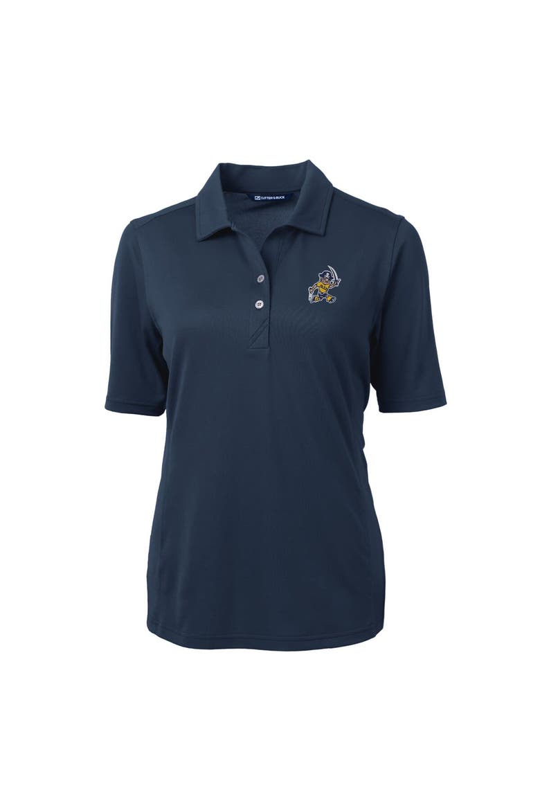 Women's Cutter & Buck Navy ETSU Buccaneers Vault DryTec Virtue Eco Pique Recycled Polo, Alternate, color, Navy