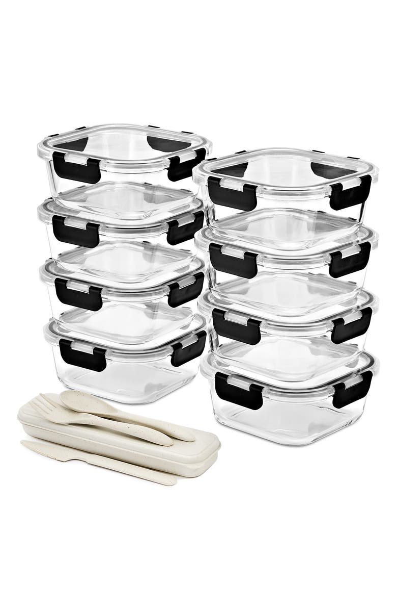 SORBUS 8-Pack Glass Food Prep Storage Containers, Alternate, color, Clear