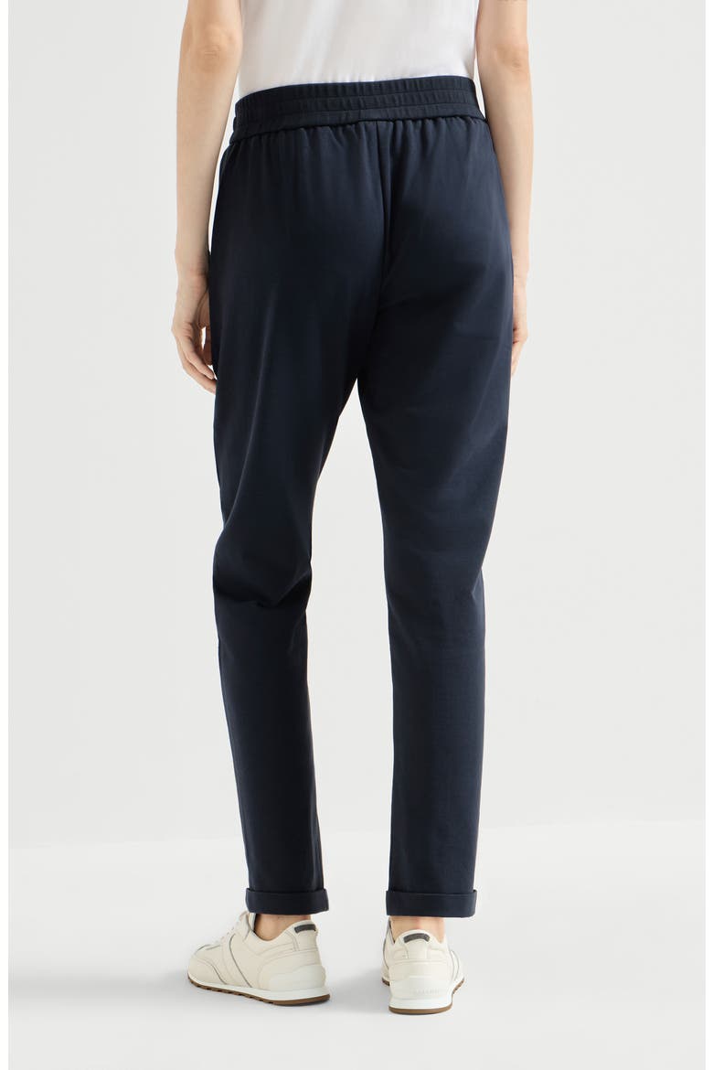 Stretch cotton lightweight French terry track trousers with monili, Alternate, color, Blue