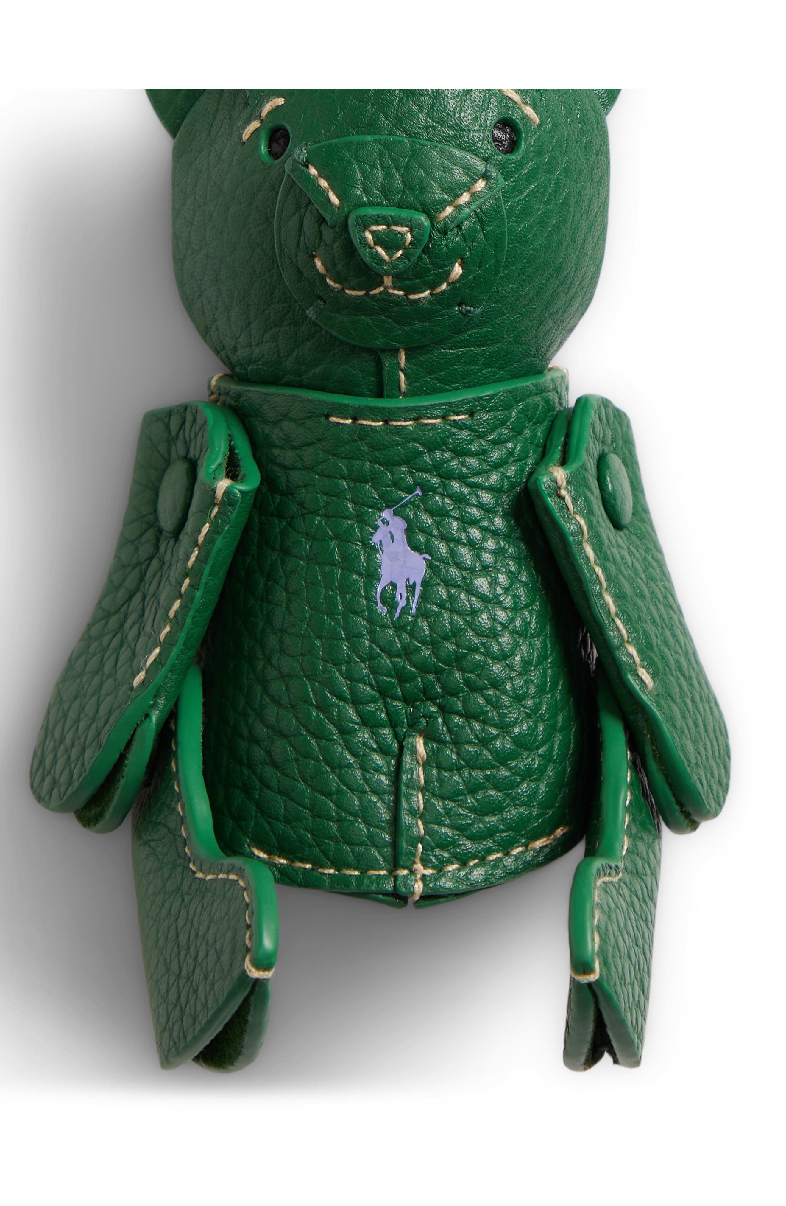 Pebbled Leather Polo Bear Bag Charm, Alternate, color, JUNIPER