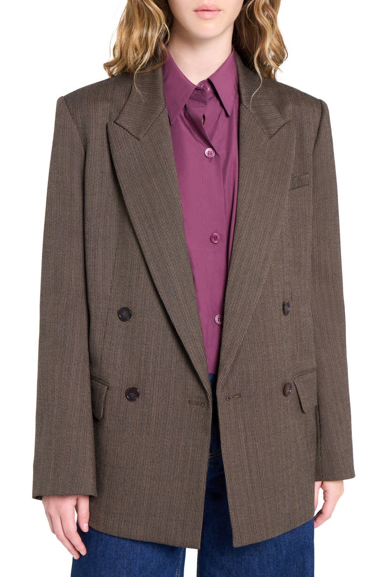Harper Wool Blend Double Breasted Blazer, Main, color, TAUPE