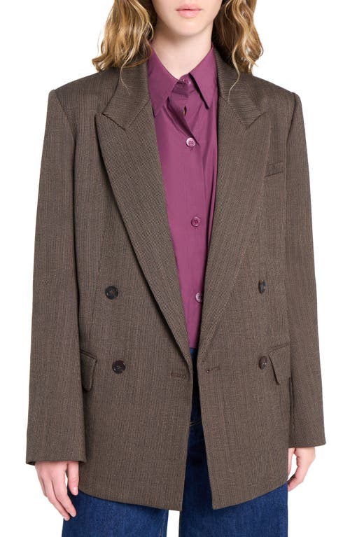 Twp Harper Wool Blend Double Breasted Blazer In Brown