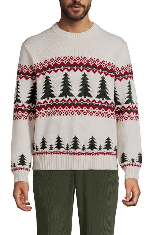 Lands' End Classic Cotton Drifter Signal Flags Crew Neck Sweater In Gray