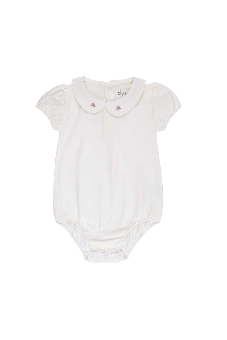 Wide Rib Cotton - Rosebud Collection- Girl Romper, Main, color, Pink/Ivory