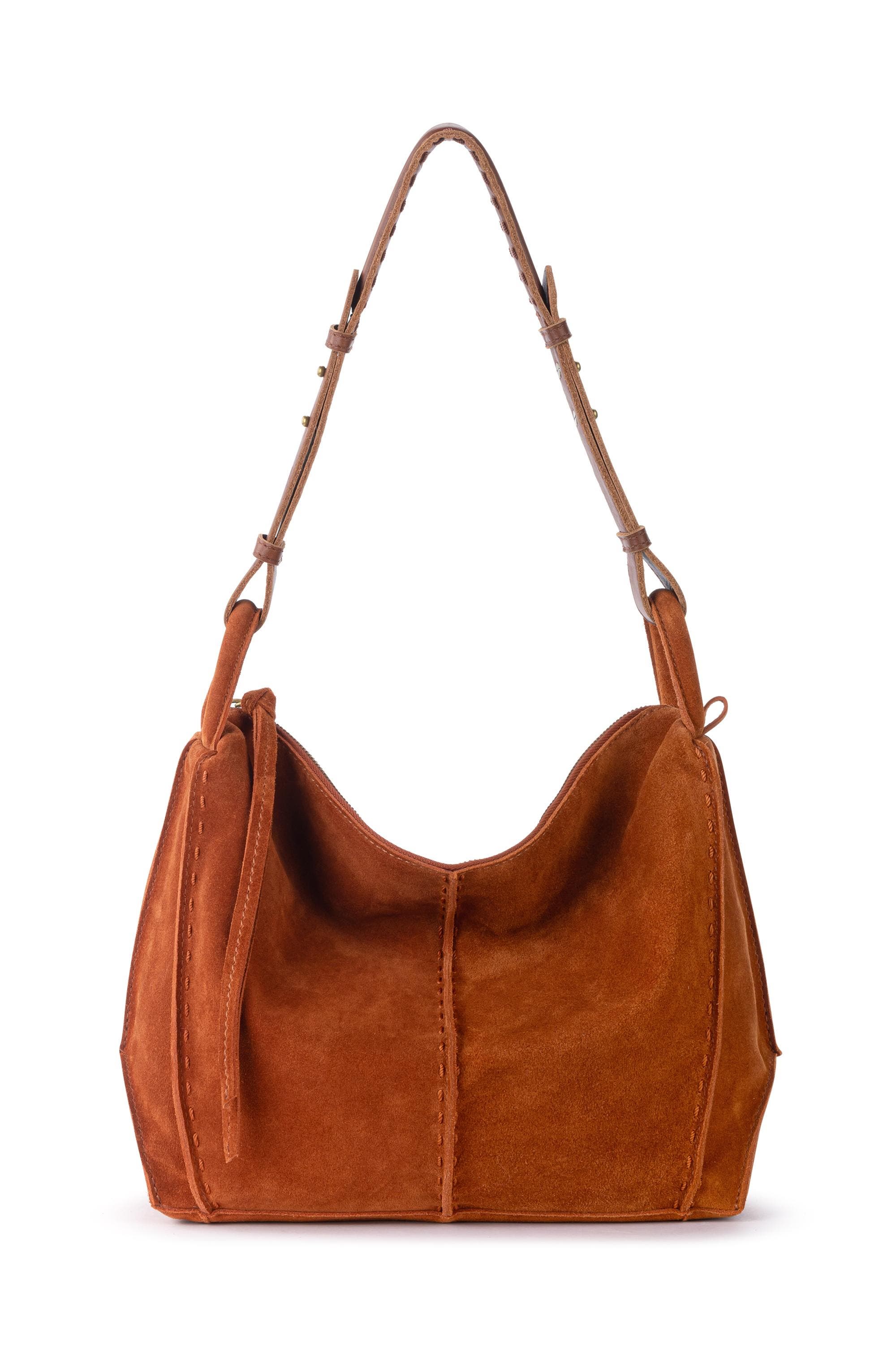 Los Feliz Hobo Leather Bag, Main, color, Persimmon Suede