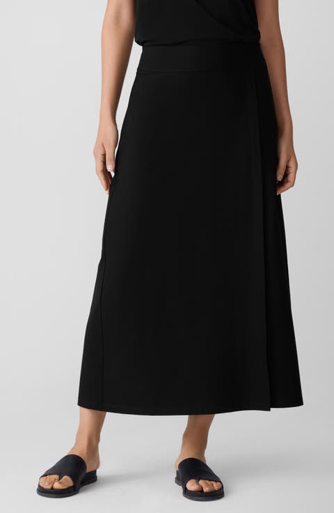 Wrap Front Midi Skirt