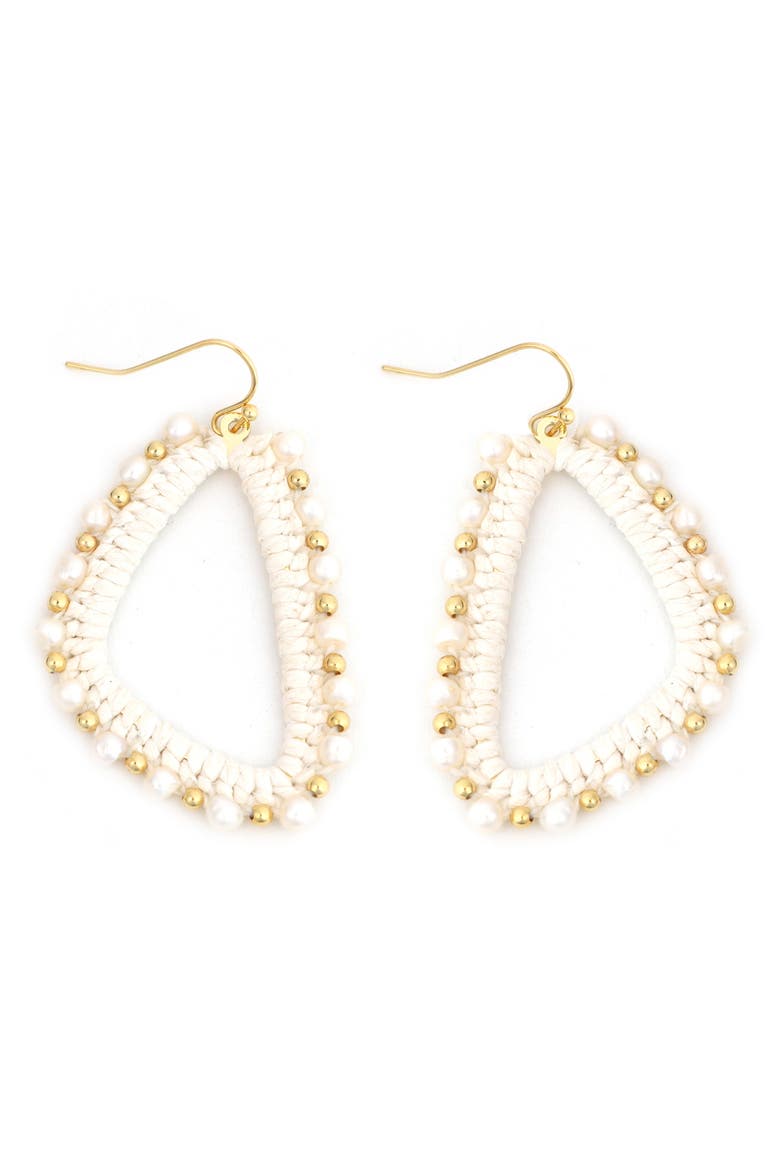 Beaded Crochet Drop Earrings, Main, color, WHITE