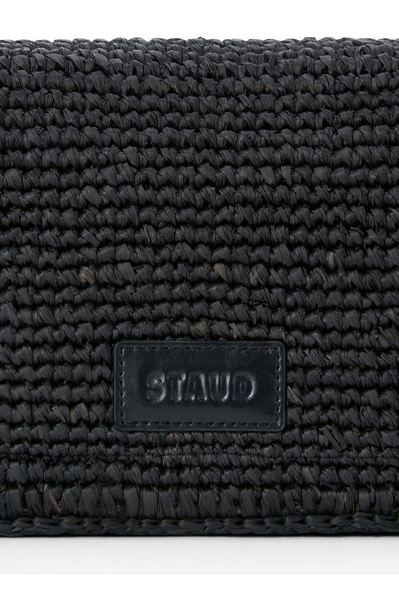 STAUD Harlow Raffia Shoulder Bag, Alternate, color, Black