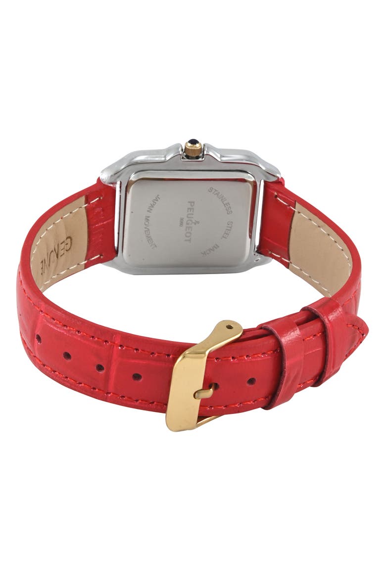 Slim Leather Tank Watch- 36MM, Alternate, color, Red