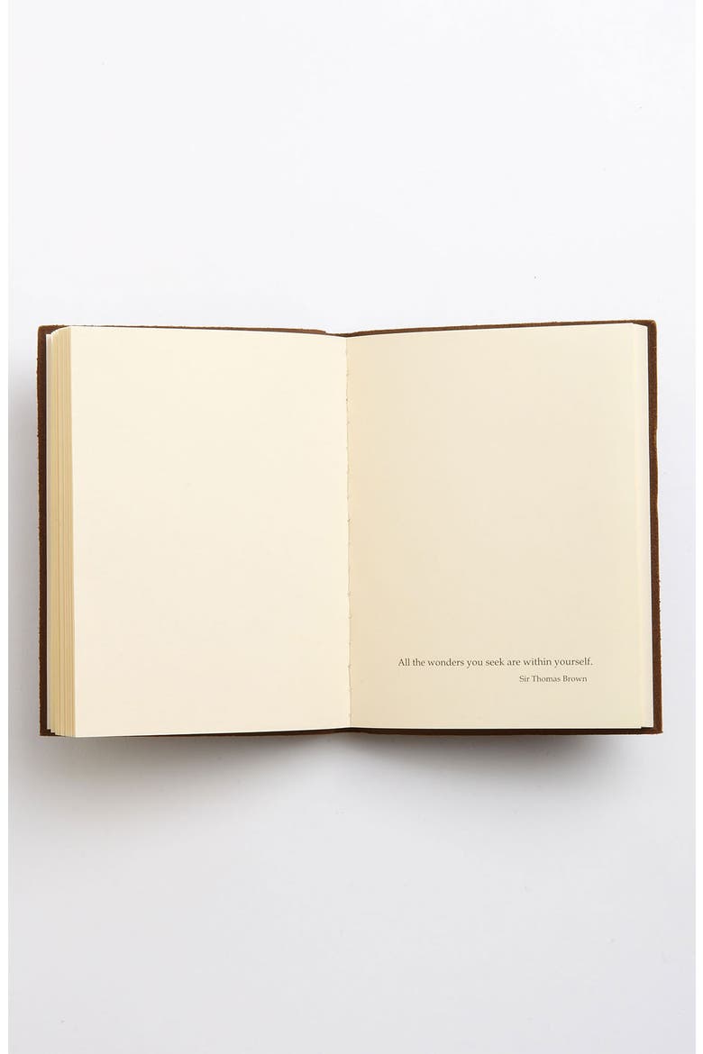 'A Penny for Your Thoughts' Leather Journal, Alternate, color, DARK BROWN