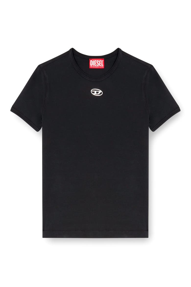 T-Uncutieslong-OD Metallic Oval D Cutout T-Shirt, Alternate, color, BLACK