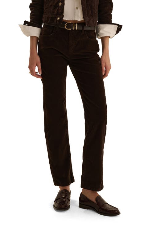 Alba Low Rise Straight Leg Corduroy Pants