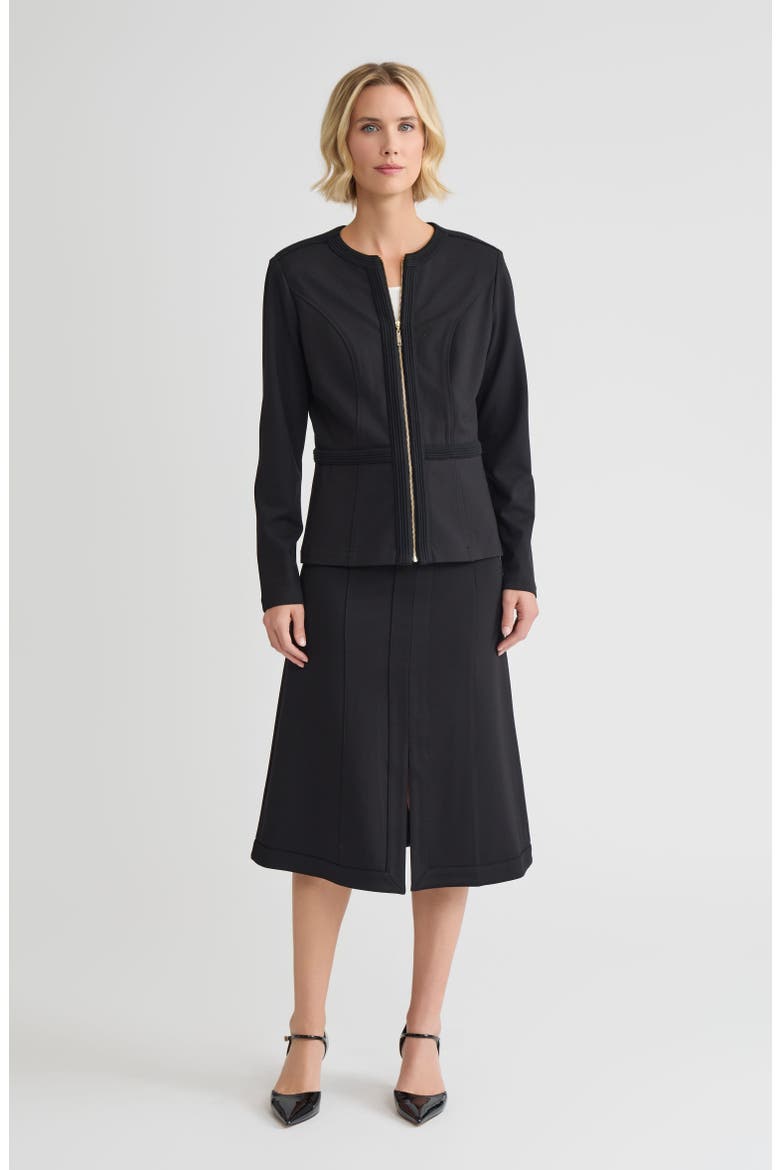 Heritage LuxeStretch Ponte Zip-Up Jacket, Main, color, Black