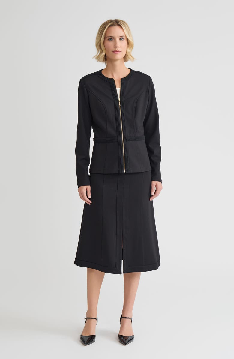 Misook Heritage LuxeStretch Ponte Zip-Up Jacket, Alternate, color, Black