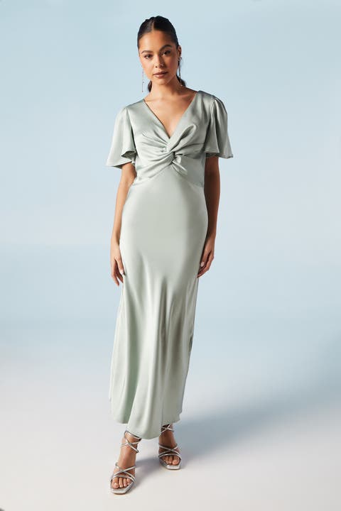 Satin Midi Bridesmaid Dress