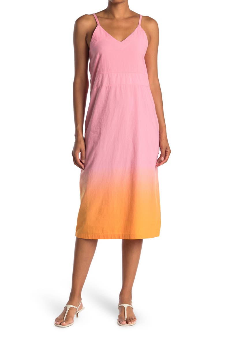 Dip Dyed Midi Dress, Main, color, TANGERINE