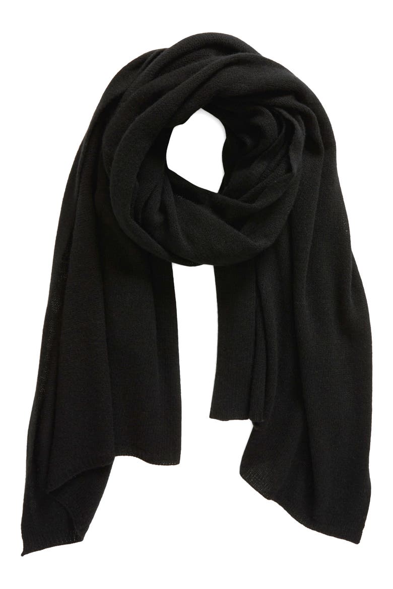 Cashmere Featherweight Travel Scarf, Main, color, BLACK
