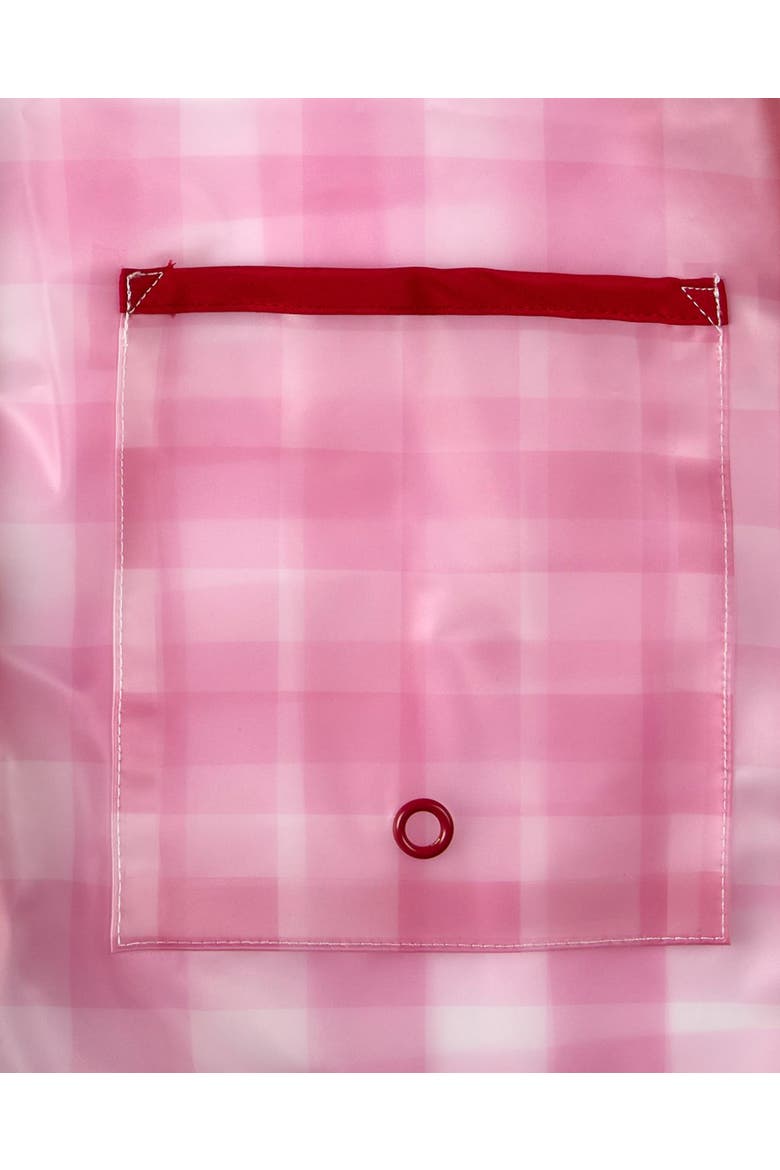 Kids Checkered Raincoat with Self-Storage Pouch, Alternate, color, Pink