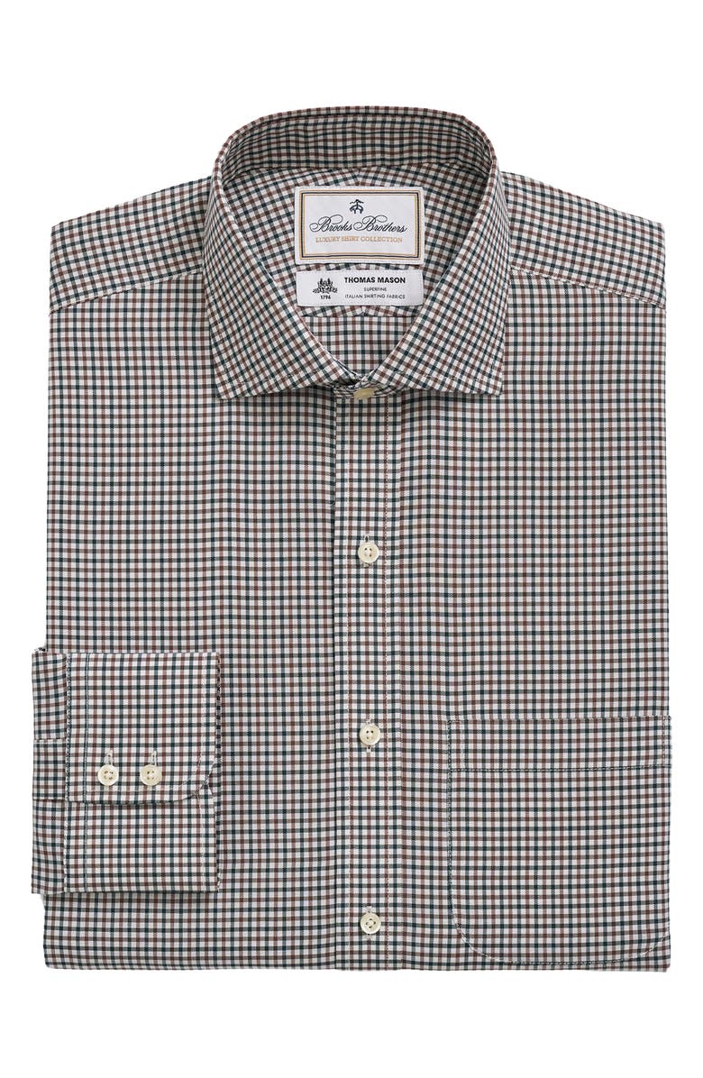 Brooks Brothers x Thomas Mason<sup>®</sup> Check Twill Dress Shirt, Main, color, 