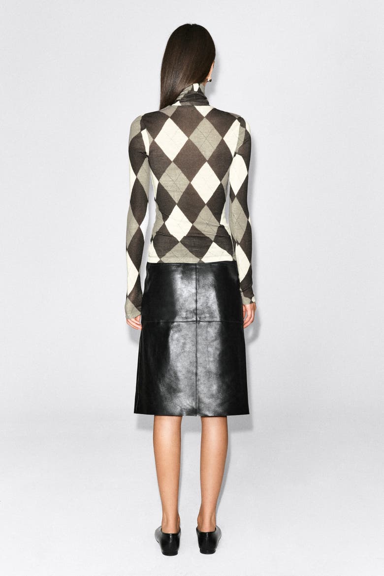 Merino Wool Turtleneck Top, Alternate, color, BROWN / CREAM / ARGYLE