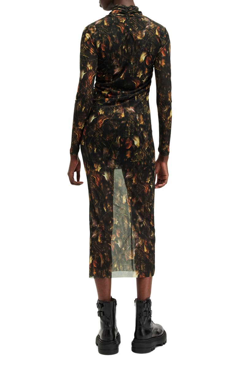 AllSaints Tia Long Sleeve Mesh Dress, Alternate, color, Kateri Hazel Brown