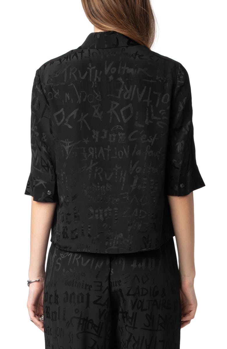 Zadig & Voltaire Telmos Jac Manifesto Print Silk Shirt, Alternate, color, 