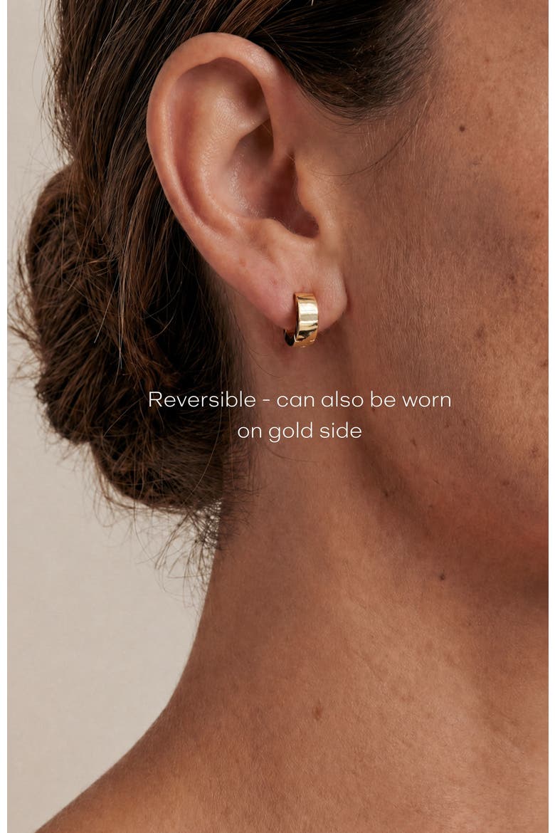 Mini Channel Set Huggie Earrings, Alternate, color, Gold