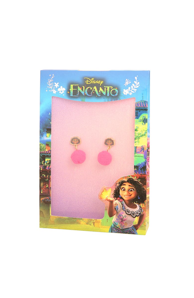 Disney Encanto Stud Earrings with Pink Pom Poms, Alternate, color, Pink