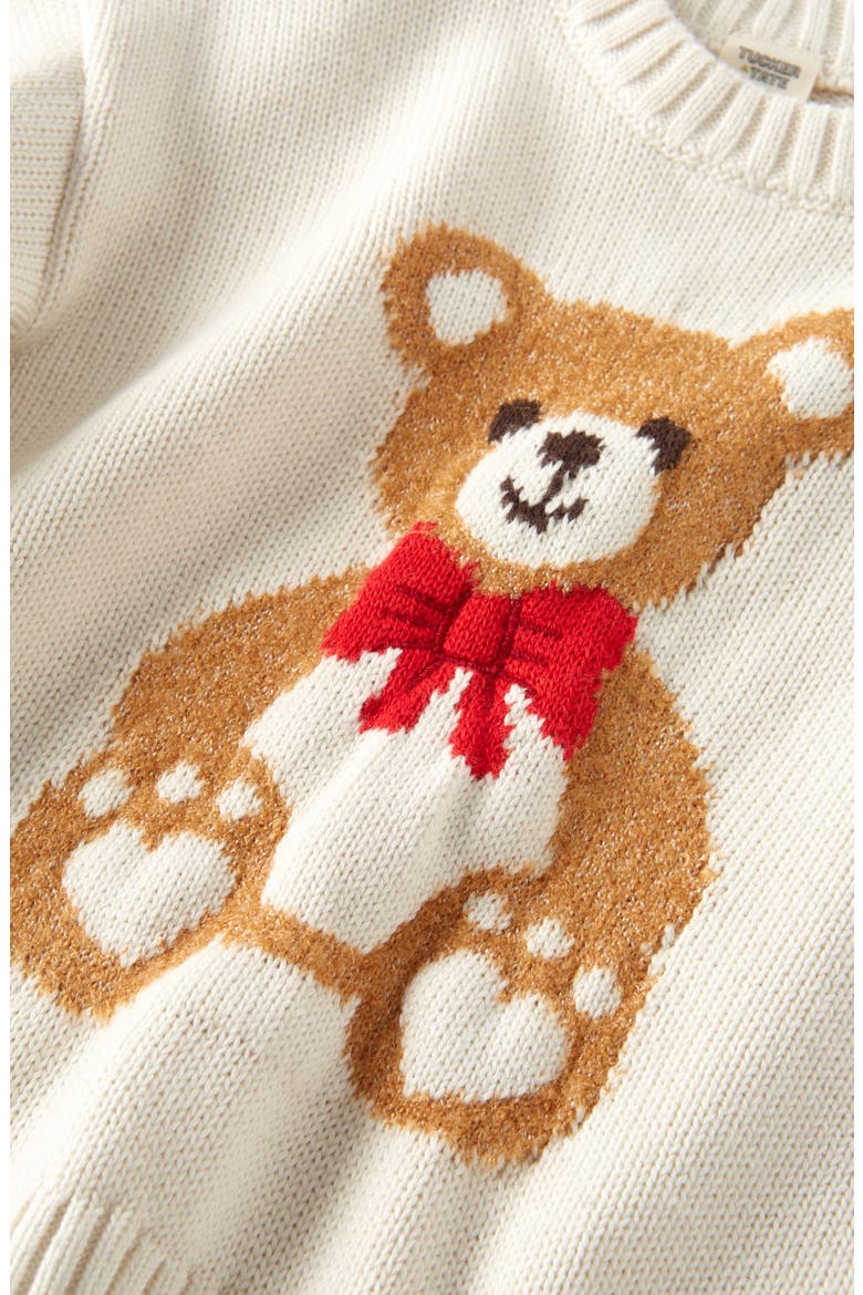 Fuzzy Icon Sweater & Leggings Set, Alternate, color, IVORY EGRET TEDDY BEAR- RED