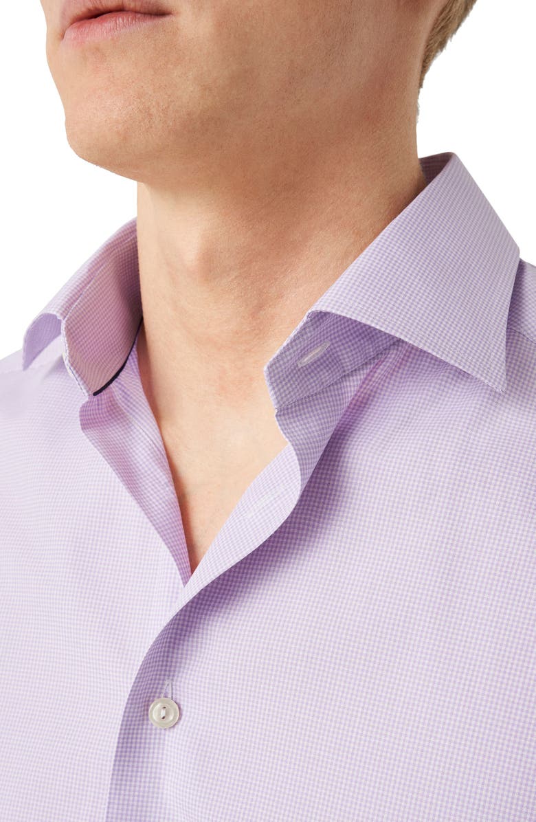 Eton Slim Fit Microcheck Cotton Dress Shirt, Alternate, color, Light Purple