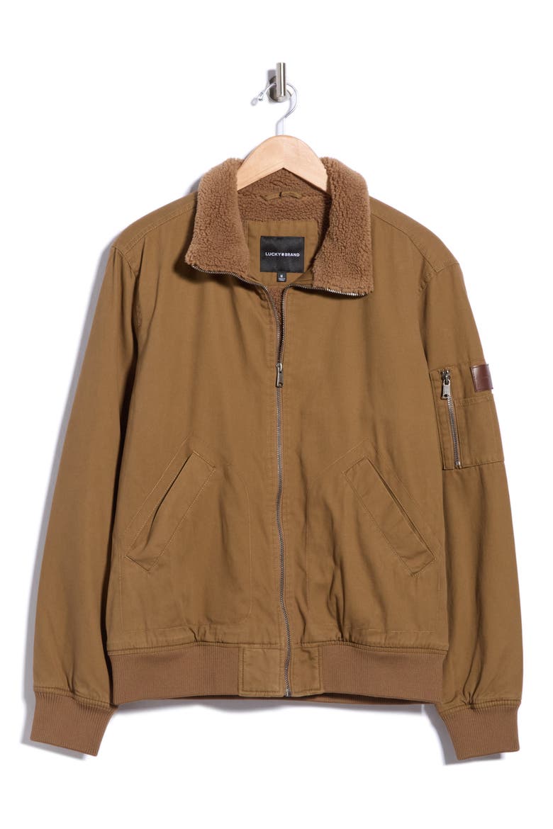 Faux Shearling Lined Jacket, Main, color, KHAKI