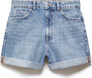 MANGO High Waist Mom Fit Denim Shorts