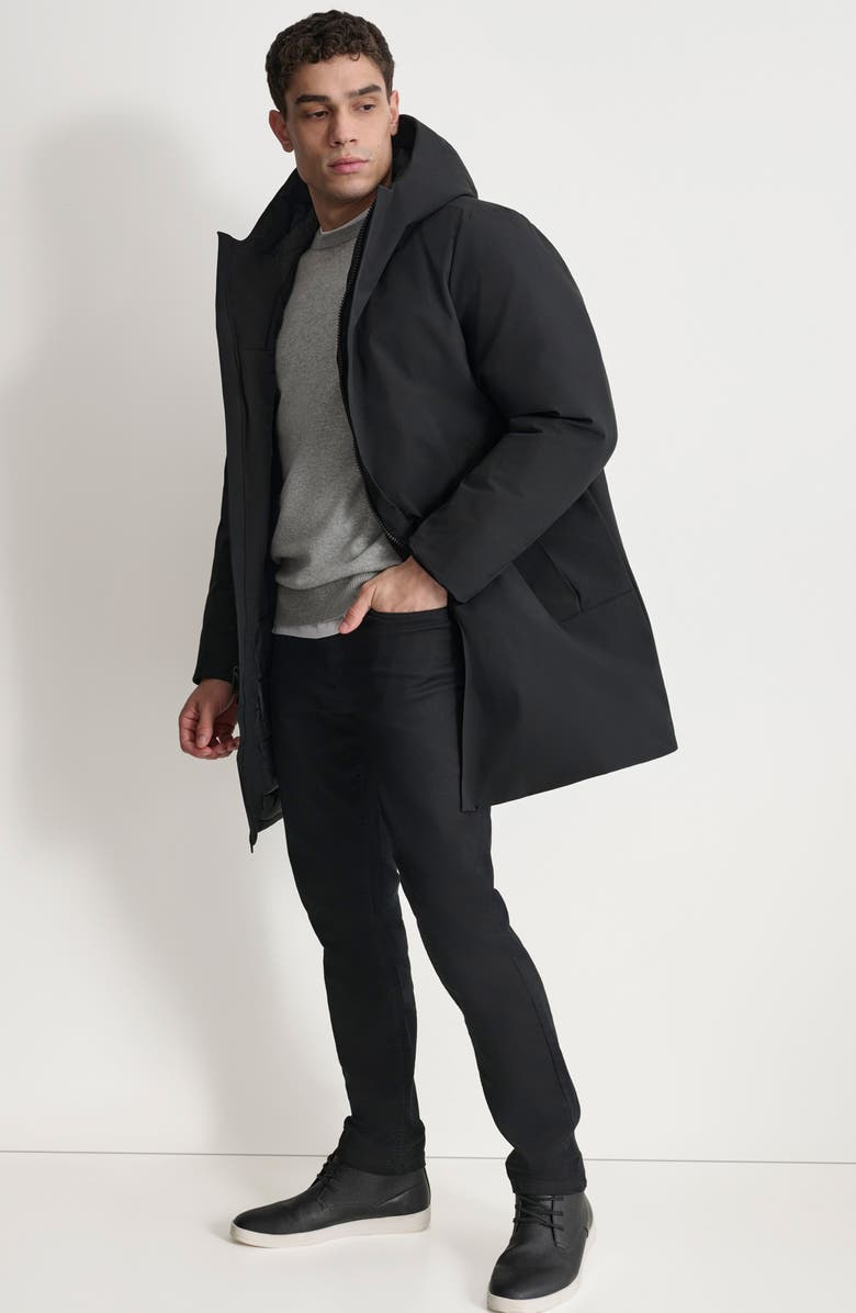 DKNY Stretch Arctic Hooded Jacket, Alternate, color, Black