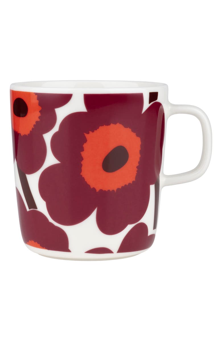 Marimekko Unikko Coffee Mug, Main, color, White Burgundy Red