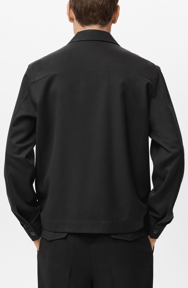 MANGO Flannel Pocket Overshirt, Alternate, color, Black