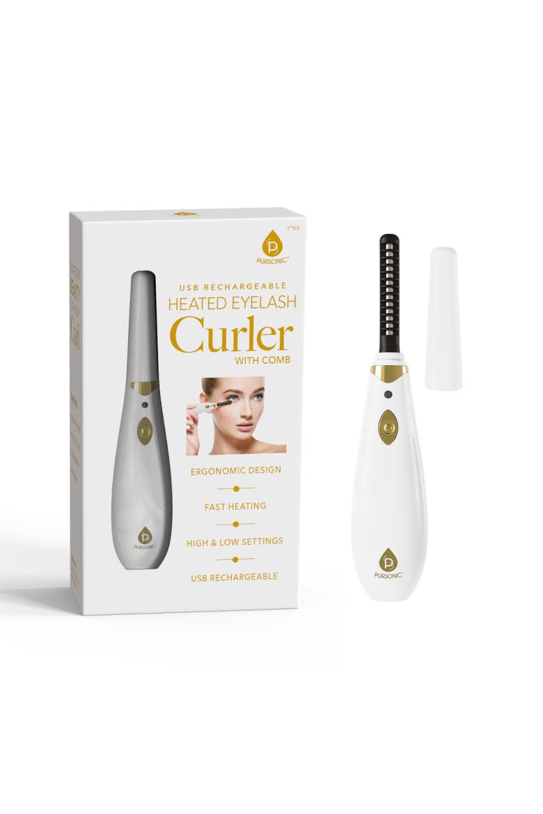 Heated Eyelash Curler with Comb Rechargeable, Main, color, White