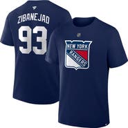 FANATICS Men's Fanatics Mika Zibanejad Navy New York Rangers Authentic Stack Name & Number T-Shirt