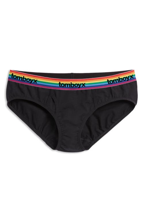 TomboyX Iconic Briefs in Black Rainbow Logo 