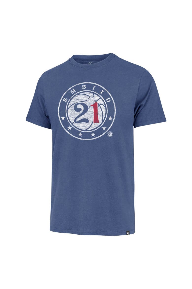 Men's '47 Joel Embiid Royal Philadelphia 76ers Player Logo Vintage T-Shirt, Alternate, color, Royal