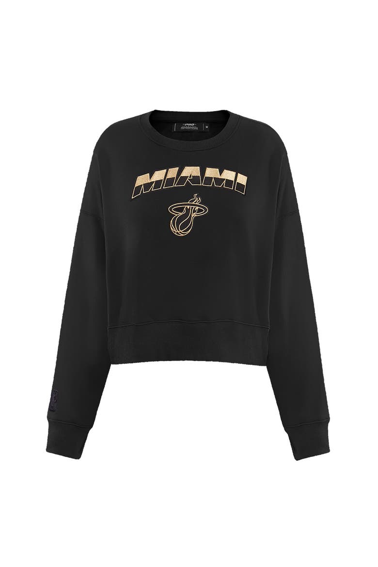 Women's Pro Standard  Black Miami Heat Glam Cropped Pullover Sweatshirt, Alternate, color, Black