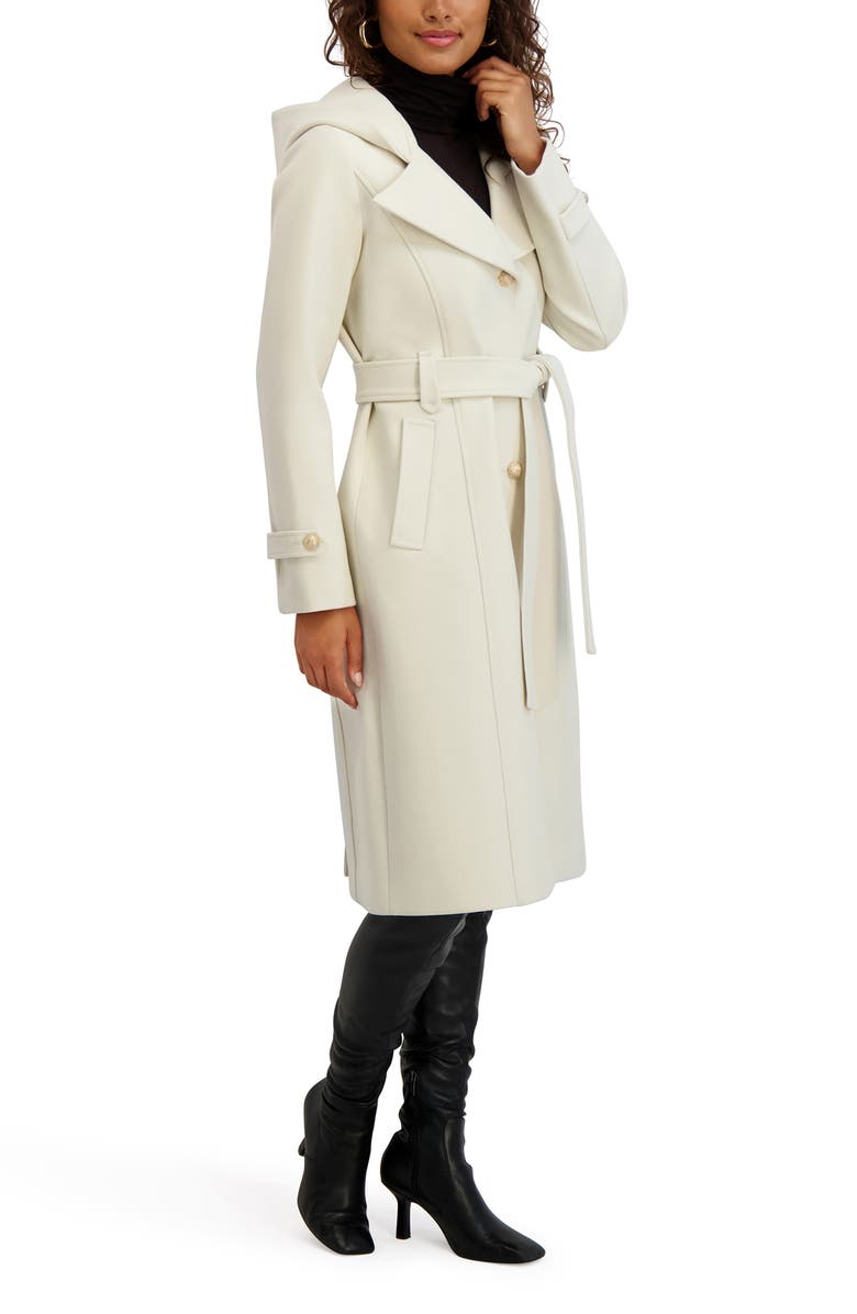 Kensie Belted Plush Trench Coat, Alternate, color, Ivory