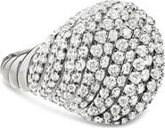 David Yurman Sculpted Cable Pinky Ring in 18K White Gold with Pavé Diamonds
