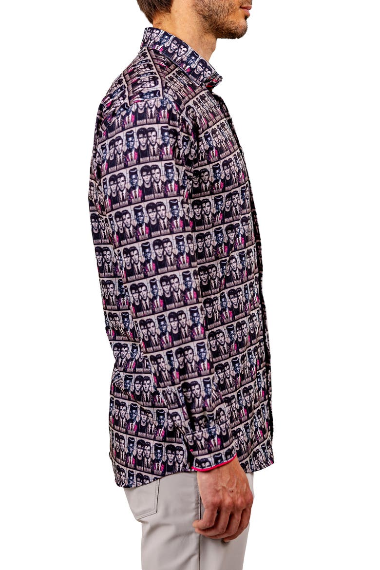 Fibonacci Stretch Ascension 3321 Contemporary Fit Button-Up Shirt, Alternate, color, BLACK