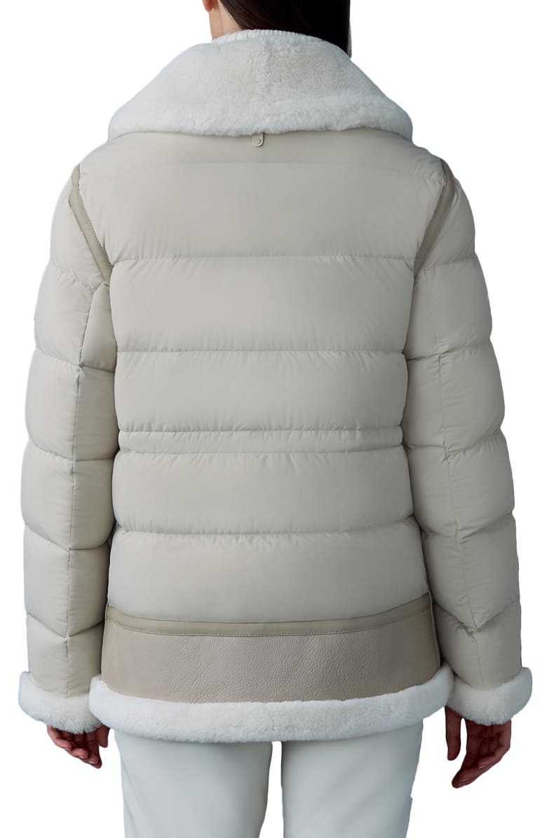 Mackage Vanna Mixed Media Genuine Shearling Down Puffer Coat, Alternate, color, Trench-Natural