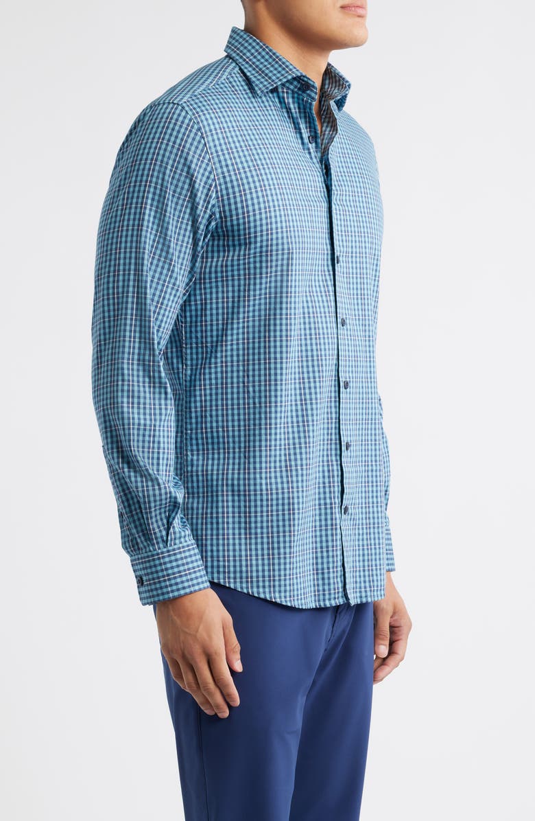 johnnie-O Kenney Check Stretch Button-Up Shirt, Alternate, color, Mahalo