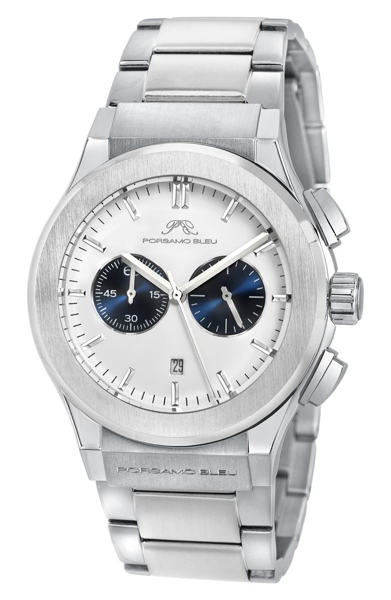 PORSAMO BLEU Men's Austin Miyota Quartz Stainless Steel Bracelet Watch, 42.5mm, Main, color, 